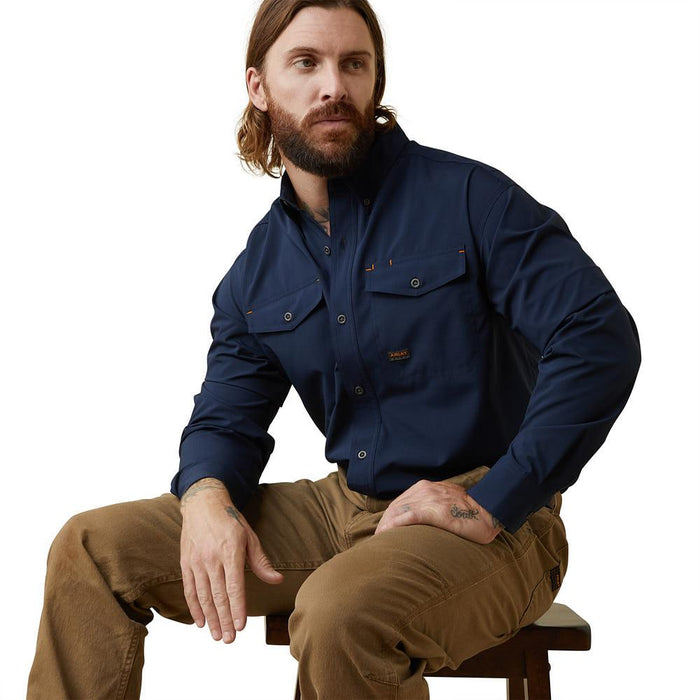 Men's Rebar Cotton Tough VentTek Navy Work Shirt