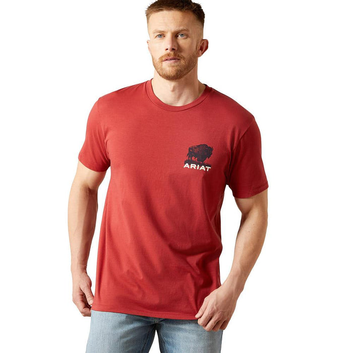 Men's Brick Red Buffalo Flag Tee Shirt