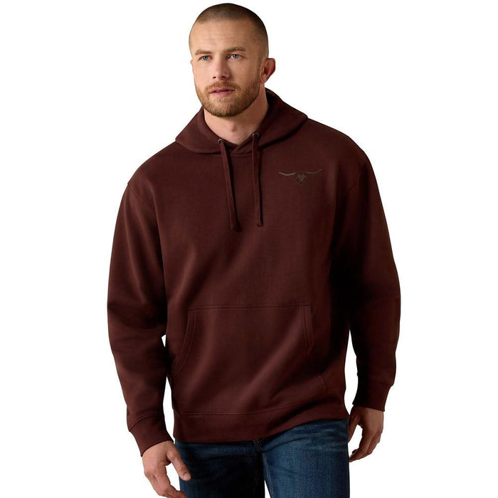 Men's Brown Shield Steer Head Hoodie