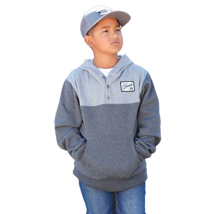 Boy's Charcoal Color Block Hoodie