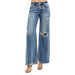 Women's Medium Wash Tummy Control Wide Leg Jeans