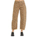 Women's Camel Leopard Cuff Barrel Pants