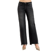 Women's Black Low Rise Wide Leg Jeans