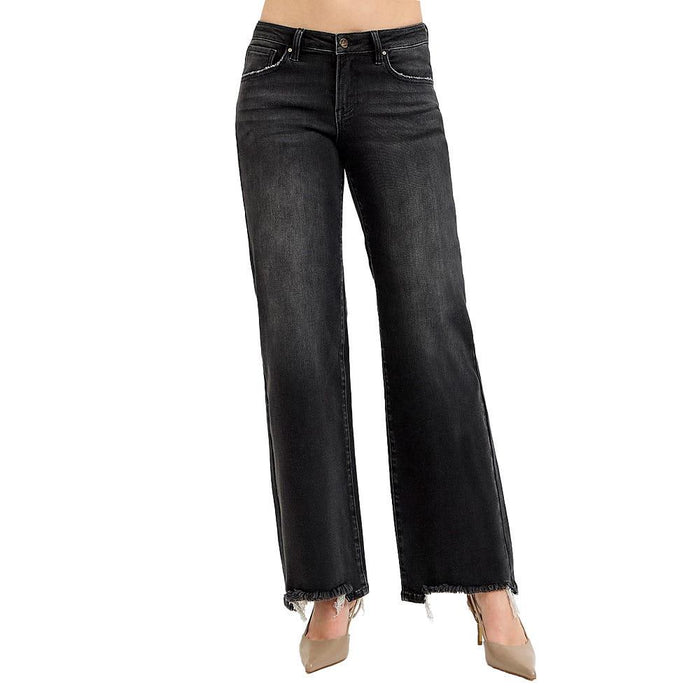 Women's Black Low Rise Wide Leg Jeans