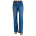 Women's Dark Wide Leg Yoke Detail Jeans