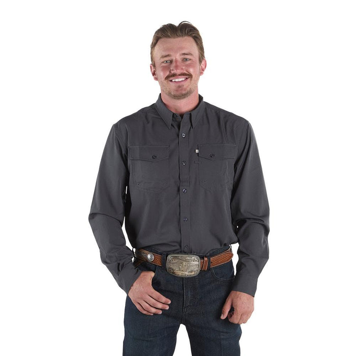 Men's Grey Long Sleeve Waffle Shirt
