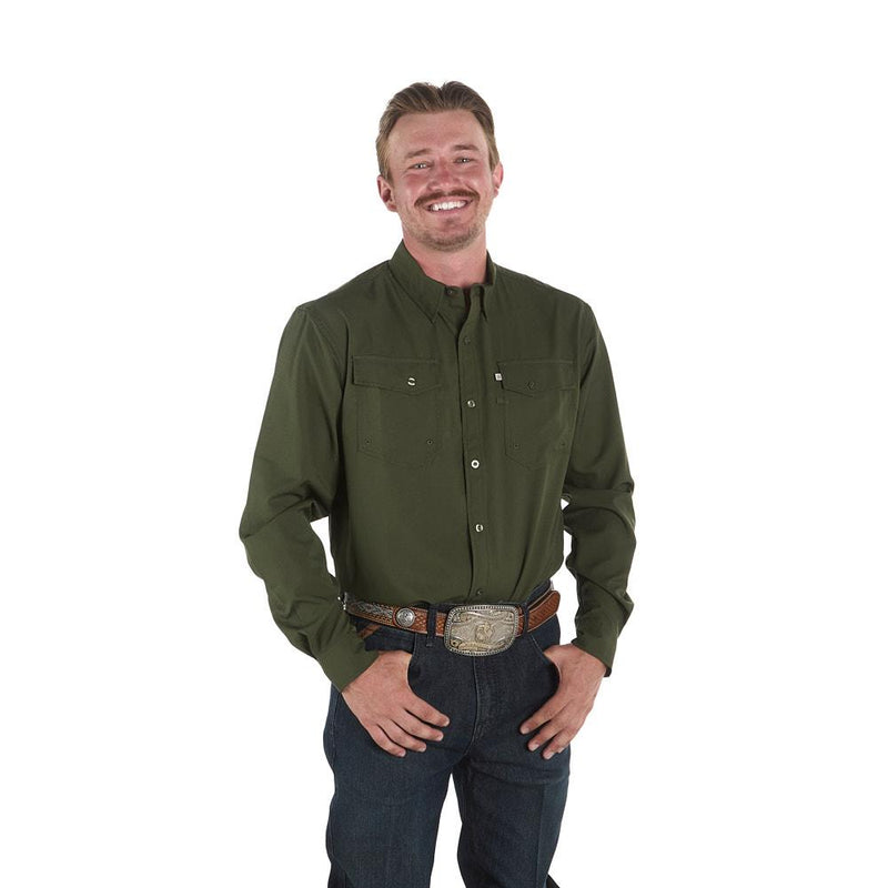 Men's Olive Long Sleeve Waffle Shirt