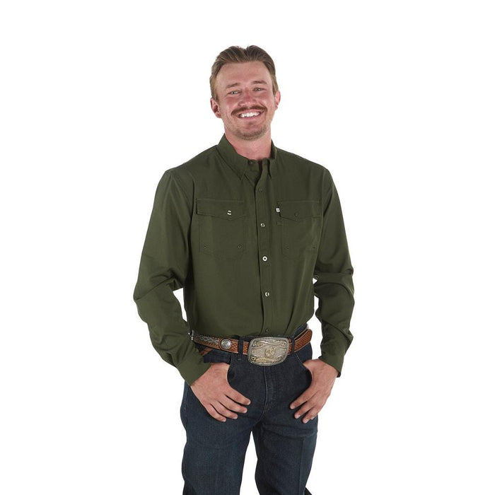Men's Olive Long Sleeve Waffle Shirt