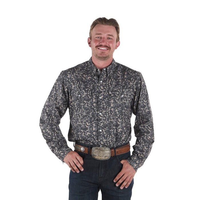 Men's Army Camo Vented Long Sleeve Snap Shirt