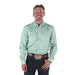 Men's Green Gingham Vented Long Sleeve Snap Shirt