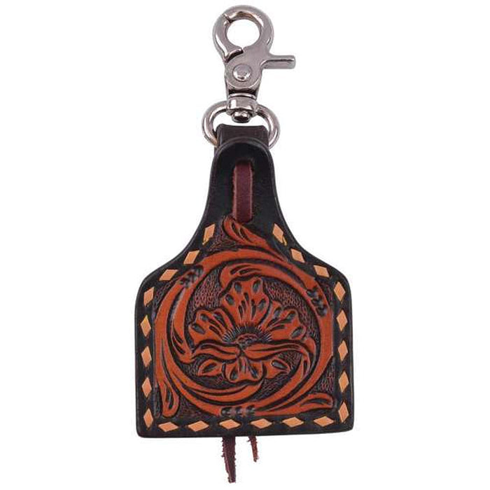 Leather Charm Floral Ear Tag