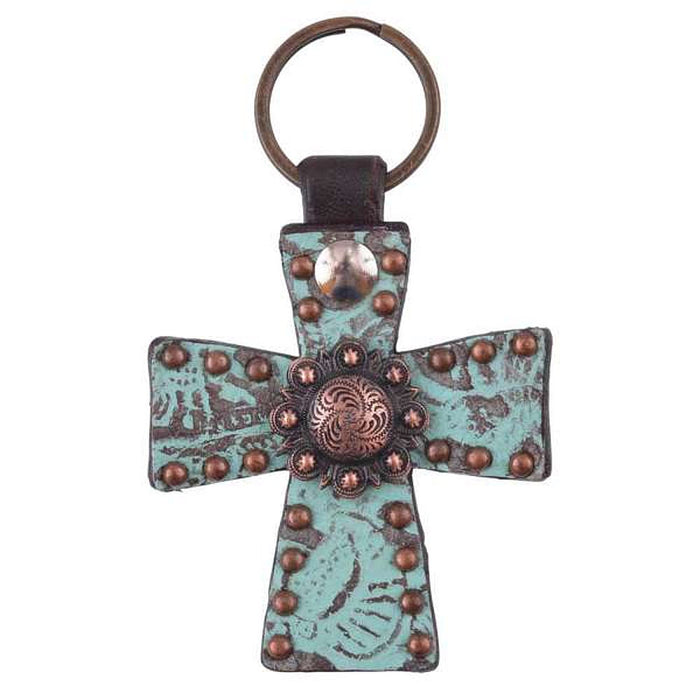 Turquoise Cross Keychain