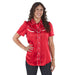 Women's Red Satin Short Sleeve Pearl Snap Shirt
