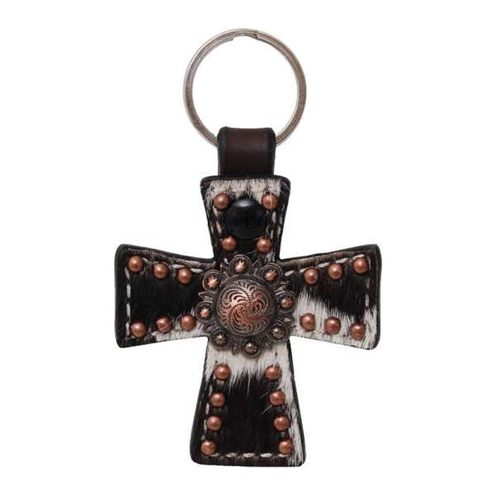 Cowhide Cross Keychain