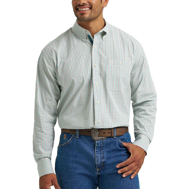 Men's George Strait Aqua Plaid Shirt