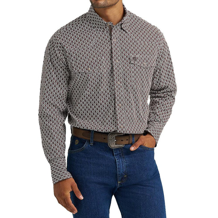 Men's George Strait Brown Multi Print Shirt