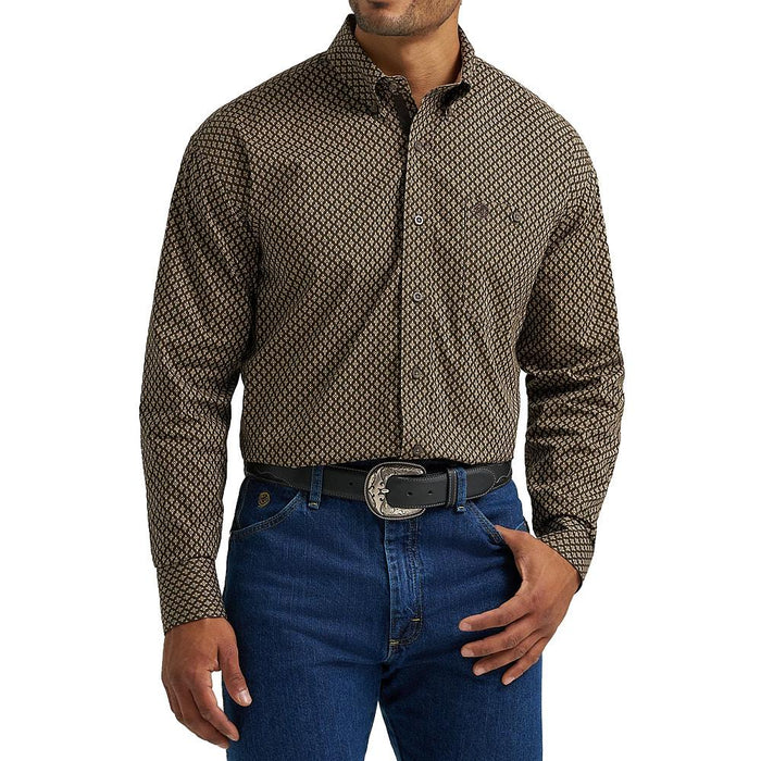 Men's George Strait Brown Print Shirt