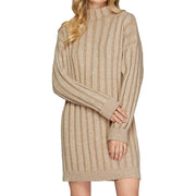 Women's Taupe Mock Neck Sweater Dress