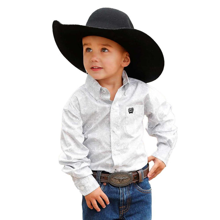 Toddler Boy's White Paisley Print Shirt