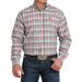 Men's Grey & Red Plaid Print Shirt