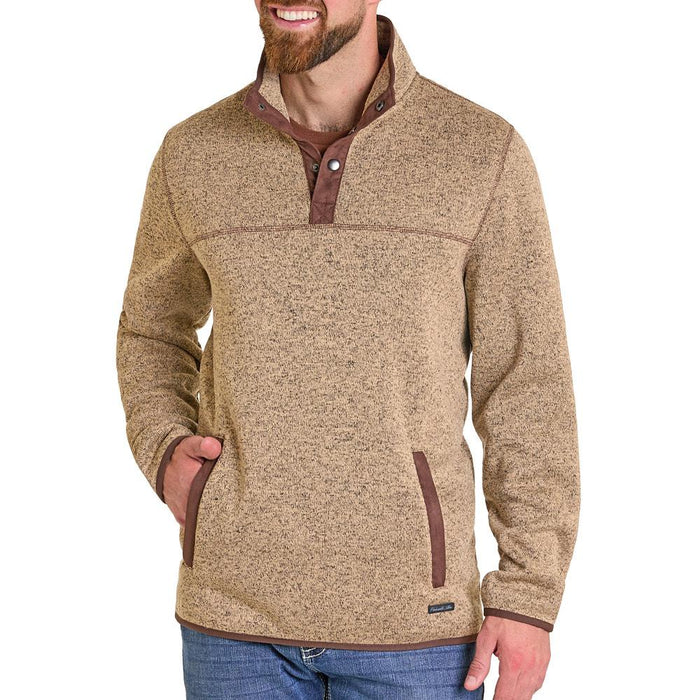 Men's Tan Melange Henley Pullover