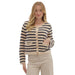 Women's Ecru Striped Button Cardigan Top