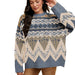 Women's Fairisle Wool Blend Denim Blue Sweater
