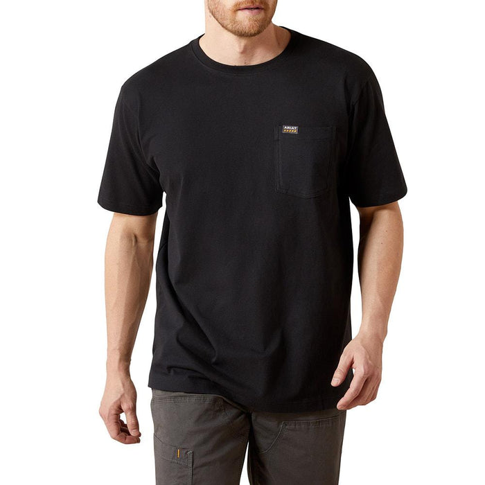 Men's Rebar Cotton Strong Black Pocket Tee Shirt