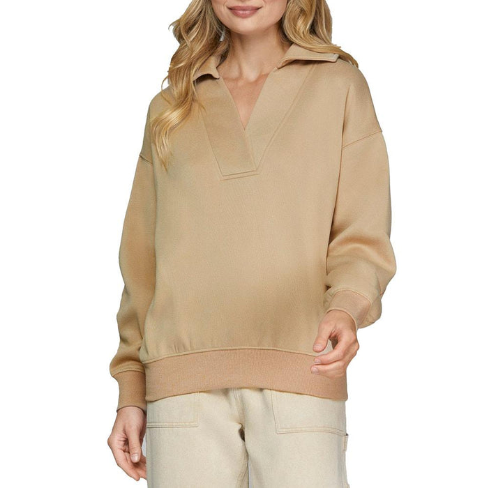 Women's Taupe Collard Sweatshirt