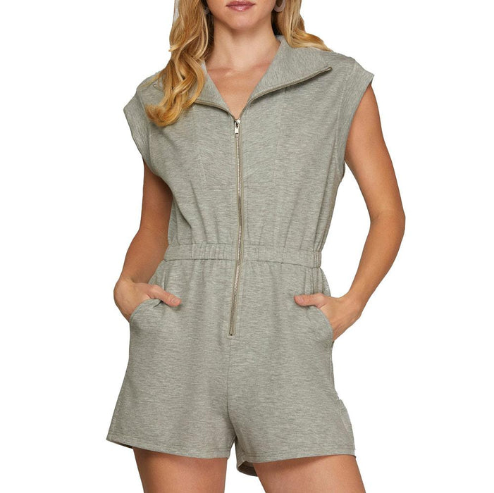 Women's Grey Zip with Pockets Romper