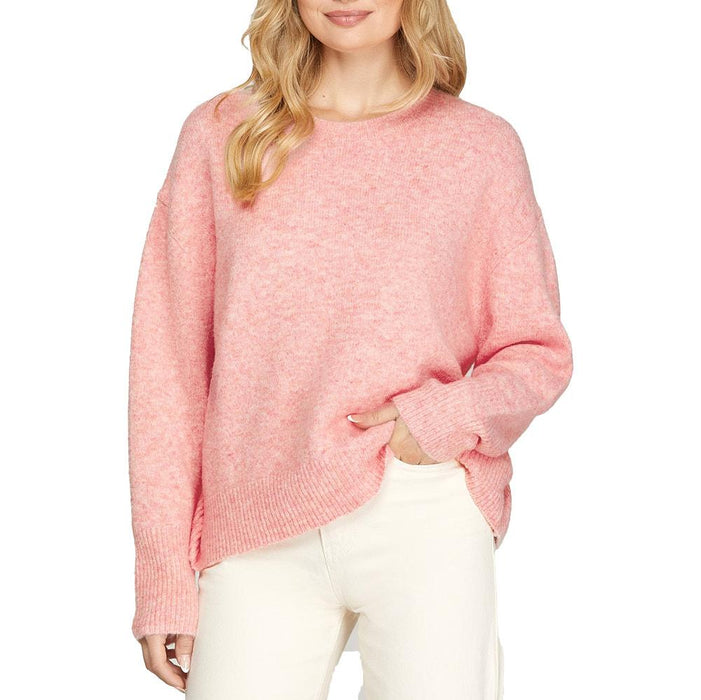 Women's Pink Round Neck Sweater