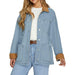 Women's Blue Contrast Collard Barn Jacket