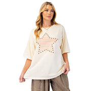 Women's Cream Star Stud Top