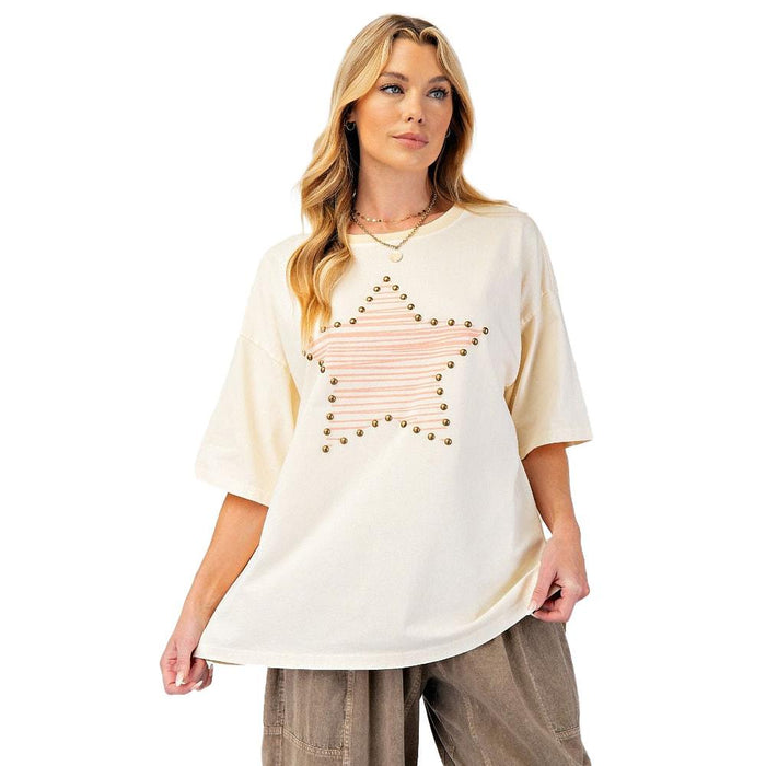 Women's Cream Star Stud Top
