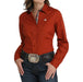 Women's Red Solid Button Shirt