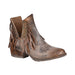 Women's Brown Studded Fringe Round Toe Bootie