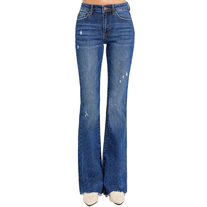 Women's Dark Flare Mid Rise Jeans
