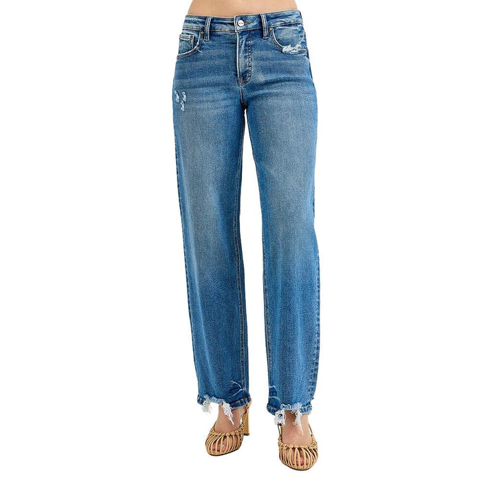 Women's Dark Mid Rise Baggy Jeans