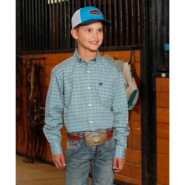 Boy's Blue Print Shirt