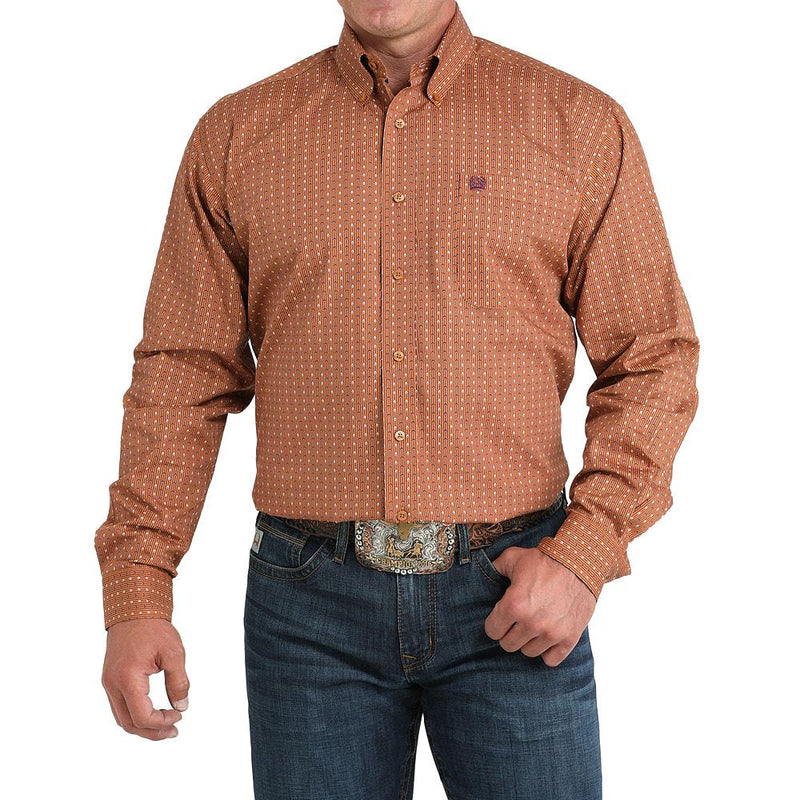 Men's Brown Stripe Print Shirt