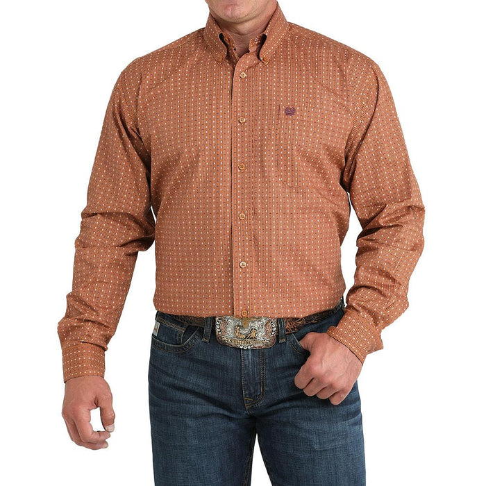 Men's Brown Striped Print Shirt
