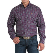Men's Purple Square Print Shirt