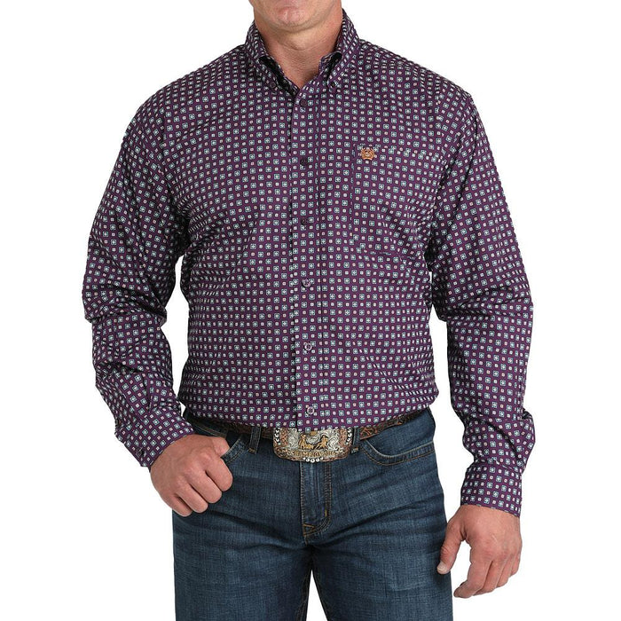 Men's Purple Square Print Shirt