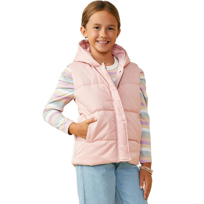 Girl's Pink Padded Hooded Vest