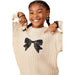 Girl's Ivory Sequin Bow Patch Sweater