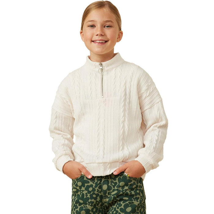 Girl's Ivory Cable Knit Sweater