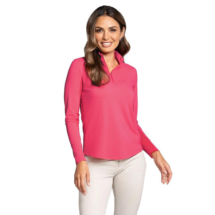 Women's Watermelon Essentials Long Sleeve 1/4 Zip Mock Top