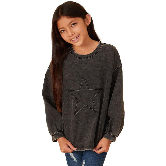 Girl's Black Tonal Star Sweatshirt
