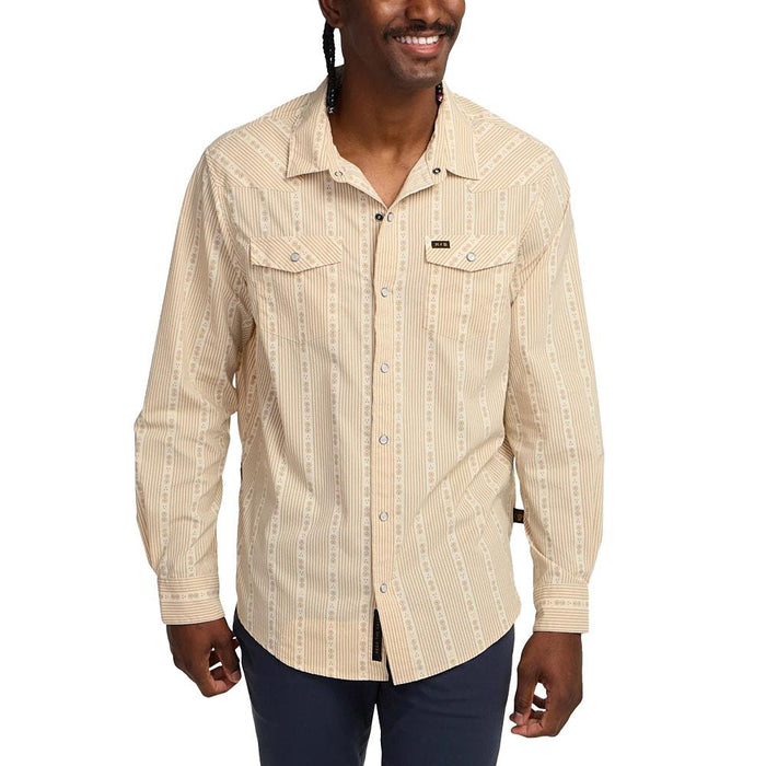 Men's Tech Long Sleeve Mosquero Stripe Brown Shirt