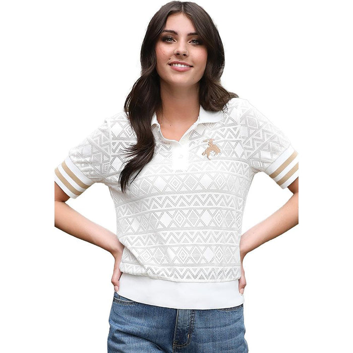 Women's White Lace Polo